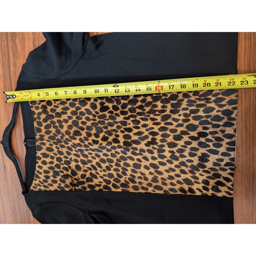 St. John Leopard Calf Hair Knit Skirt Set Size 12 Designer Matching Set Chic - Picture 11 of 13